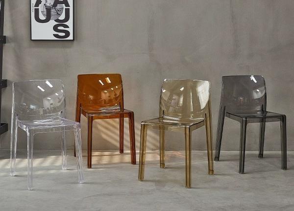 Modern Dining Side Chair, Flash Furniture Phantom Series Transparent Stacking Side Chair