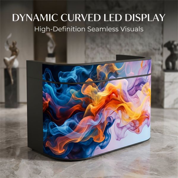 Curved Customizable GOB LED Reception Desk with Adjustable Height for Business