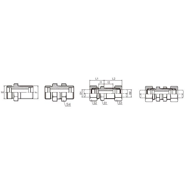 Stainless Steel DIN Hydraulic Fittings , Din 2353 Fittings Nipple Type