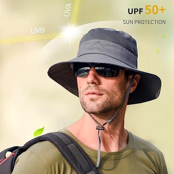 Wide Brim Bucket Hat Foldable Boonie Hat for Fishing Hiking Garden Safari Beach Breathable for Fishing, Hiking, Camping