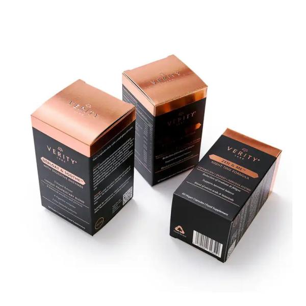 Tubes de lèvres brillantes avec feuille d'or et logo personnalisé imprimé boîtes de papier durables pour le shampooing à l'huile de vernis à ongles CMYK