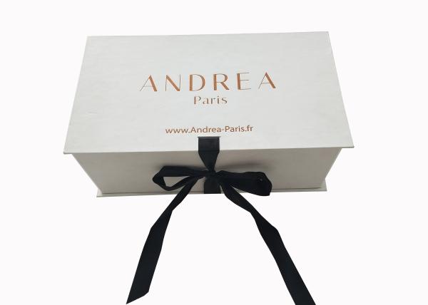 Ribbon Folding Paperboard Gift Boxes Whtie / Black For Water Bottle Packaging