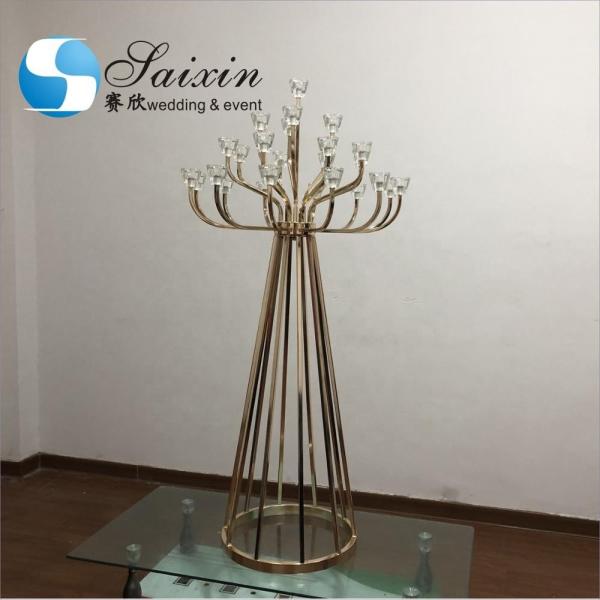 ZT-440 Hot sell wedding table decoration 25 arms big gold metal candelabra