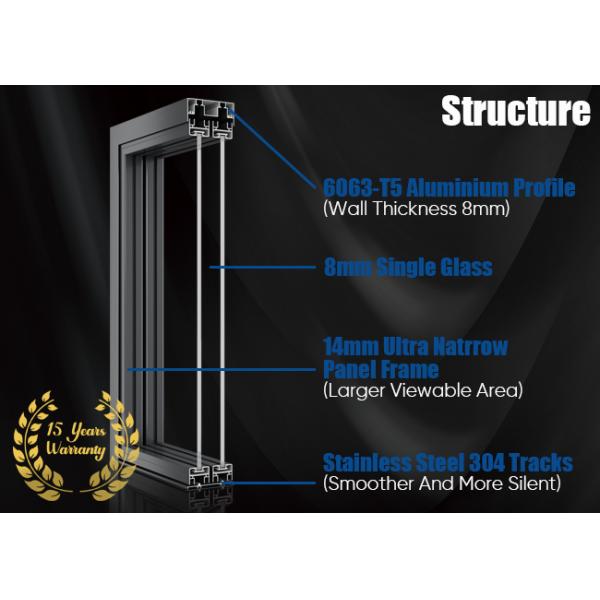 Aluminium Residential Interior Sliding Glass Partition Doors Large Lighting Area