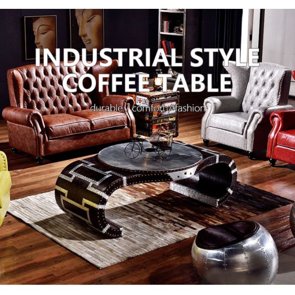 Nidea #8651 Nidea Red Wine  Bar Coffee Table Industrial Style Flat Durable Handmade Aluminum Rivet Metal Watch-Shaped Design