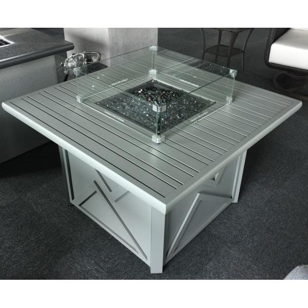 Outdoor 38 Inch Square Aluminum Natural gas Fire Pit Table 40000BTU