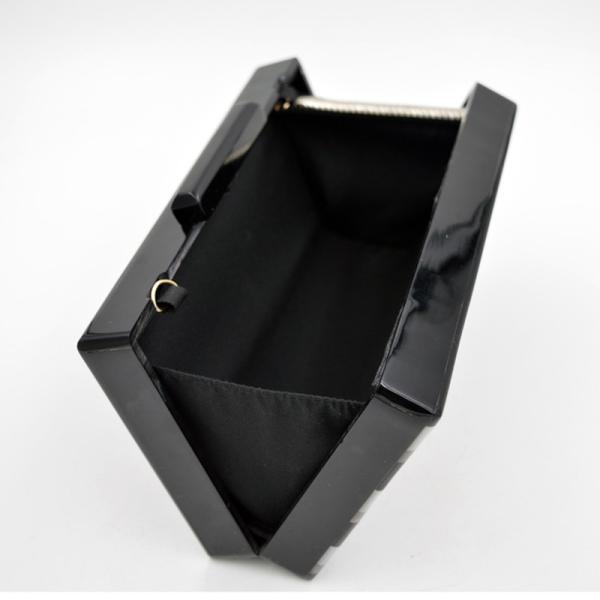 Resin Acrylic Formal Handbags And Clutches With White And Black Strip