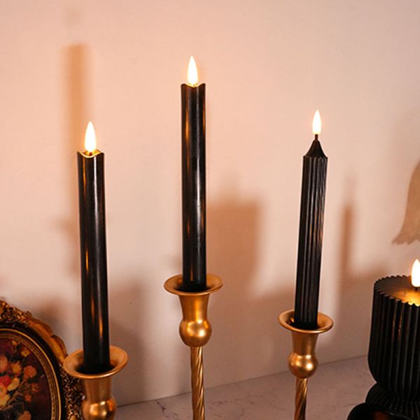 Remote Timer Moving Flame LED Candles Eco Friendly Flameless Wax Pillar Candles Black