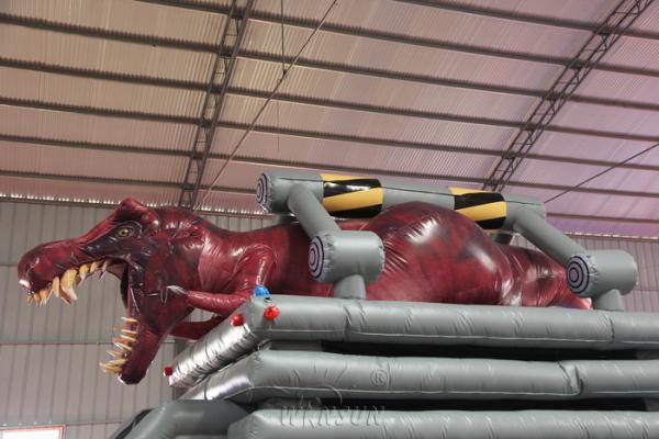 Double Line Sewed Inflatable Bounce House With Dinosaur Decoration En14960