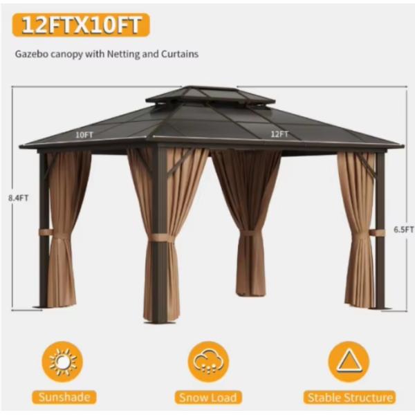 Roof Pavilion Aluminum hardtop galvanized metal High quality garden Modern luxury