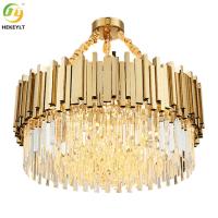 Candelabro luxuoso Dimmable estratificado de K9 Crystal Metal Gold Crystal Pendant