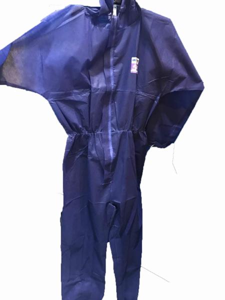 Disposable dark blue micro porous coverall with hood,S-XXL,against dust and oil,Tyvek function