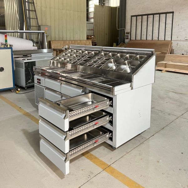 Kitchen SS Under Counter Pizza Prep Table Refrigerator for Salad Bar Sandwich