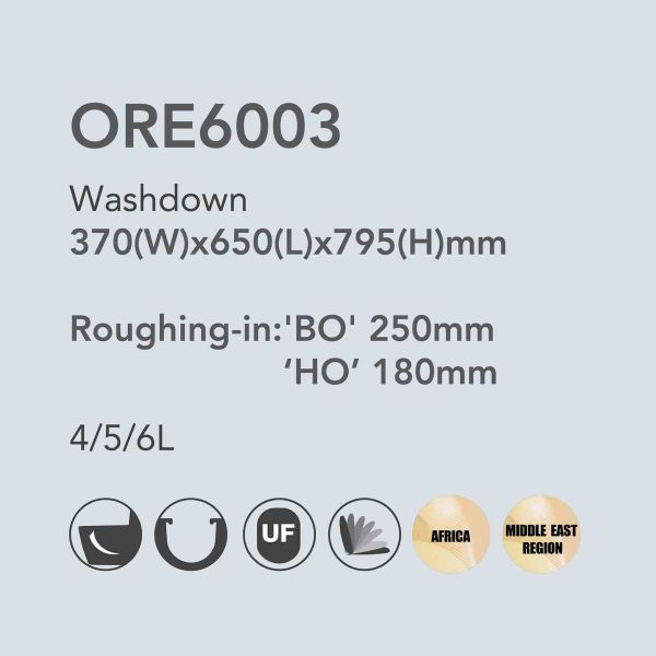 PP 2 Piece Water Closet 370x650x795mm Toilet Sanitary Ware Orin ORE6003