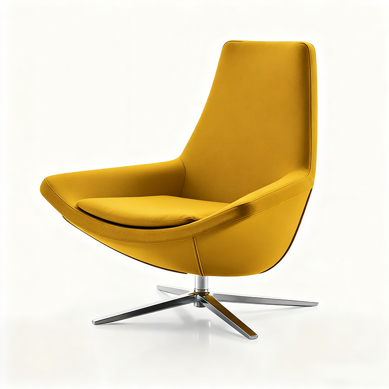 Lazy Lounge Chair for Living Room & Bedroom Single Leisure Soft Comfortable Upholstered Chair Metal Base High-Back Armchair