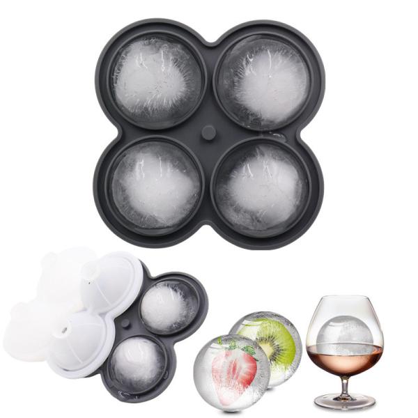 Ice Cube Tray, 2.5inch Ice Cube Molds, 2 Cavity Silicone Rose & 2 Diamond Ice Ball Maker, Easy Release Large Ice Cube Form For Chilling Cocktails, Whiskey, Bourbon & Homemade Juice