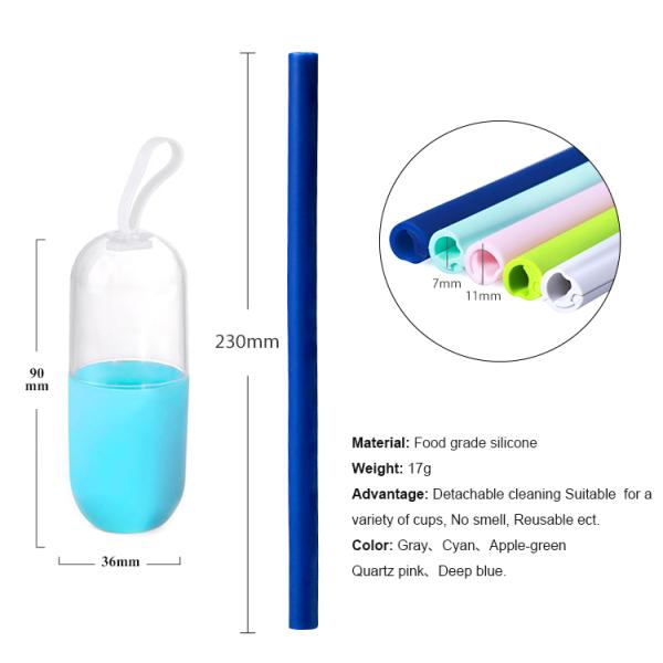 Shenzhen Sells Bpa Free Silicone Openable Straw for Travel Custom Color 230*11mm/17g