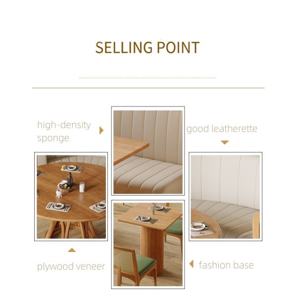 Sectional Sofa C Shape Booth Seating Restaurant Wood Leather Half Circle Circular Round Restaurant Booth Seating