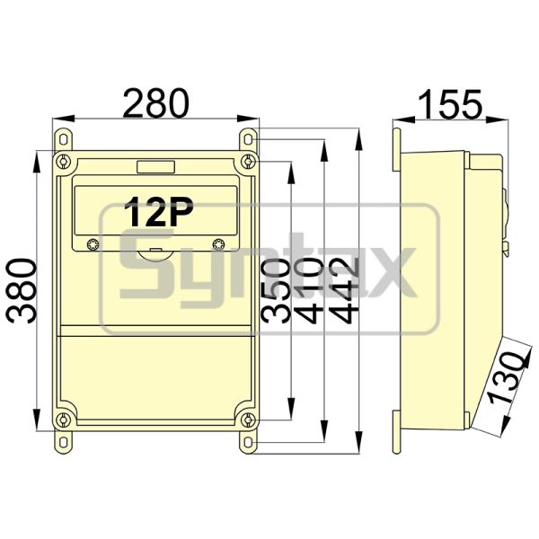 Syntax CX3 Wall Mounted Distribution Box 63AMP Three Phase IP65 Waterproof Made in PC Material