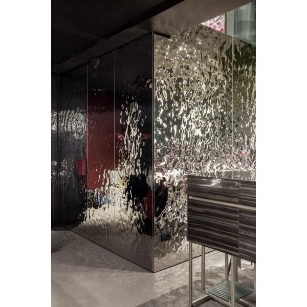 Foshan Factory Direct PVD Titanio negro agua ondulada hoja de acero inoxidable precio