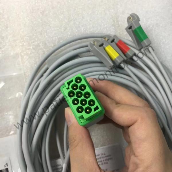 GE Care Fusion ECG Care Cable 3 Lead With Integrated Grabber Lead Wire IEC 3.6m 12ft REF 2021141-002 2017004-003