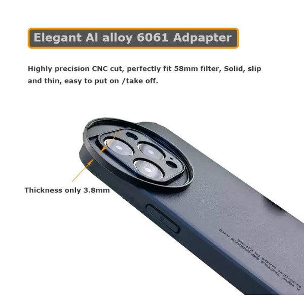 OEM Vegan Leather iPhone Case With 58mm Magnetic Filter Adapter And Shockproof Protection