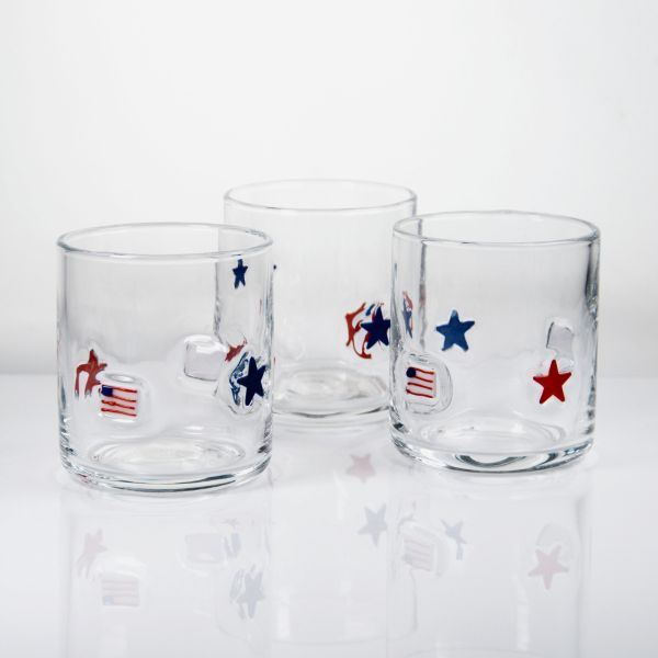 Hand Blown Patriotic Design Icon Glass with 400ml Capacity - Clear Tumbler for Whiskey and Cocktails