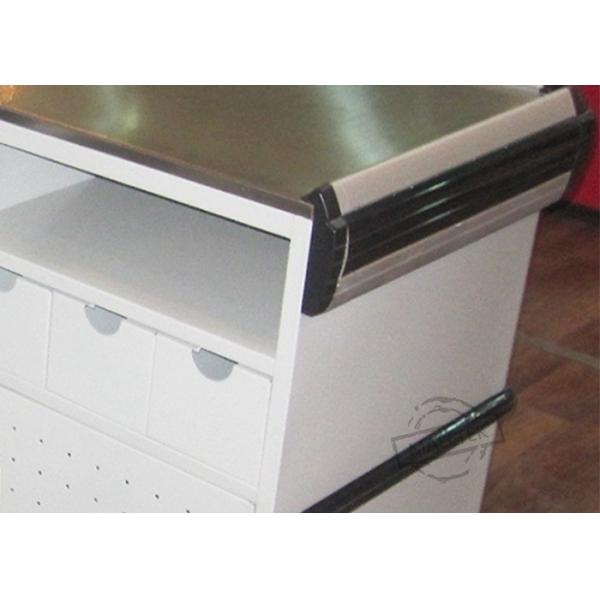 Белый кассовый стол из нержавеющей стали типа L для супермаркетов