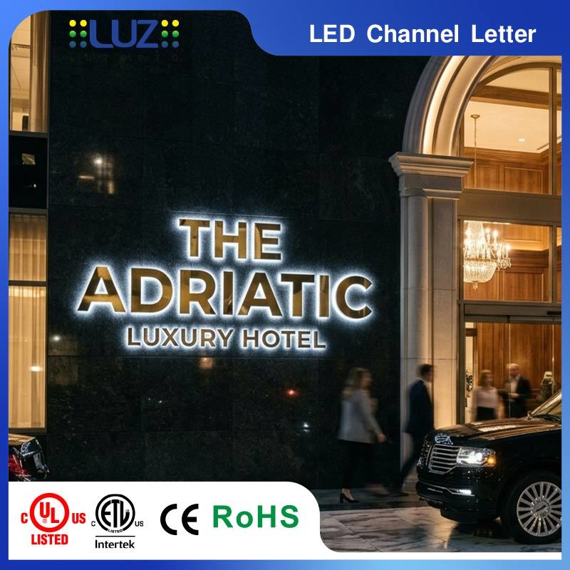 Custom Mirror Golden Stainless Steel Cold White Halo-Lit LED Letter Signage