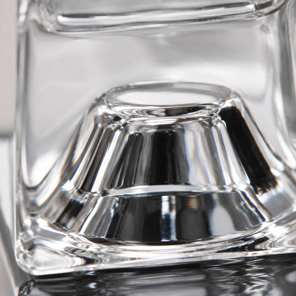 Square Shape Mount Fuji Bottom Borosilicate Glass Bottle For Whiskey Spirits