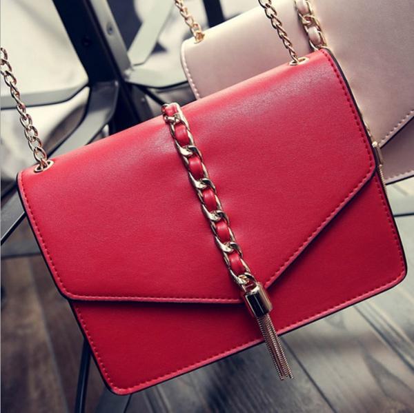 2016 Korean version of the new spring fashion chain female bag small square package simple wild fringed shoulder bag