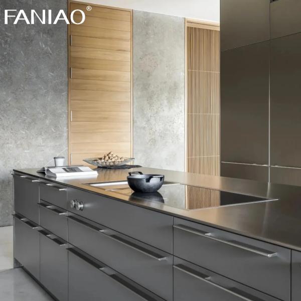 Meubles de cuisine intelligents Armoires de luxe en acier inoxydable Armoire de cuisine moderne