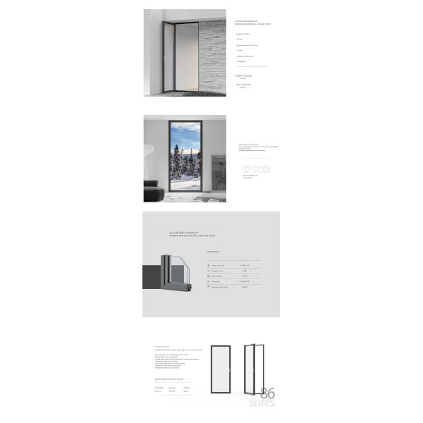 SLEEK 86 series minimalist narrow frame hinged door