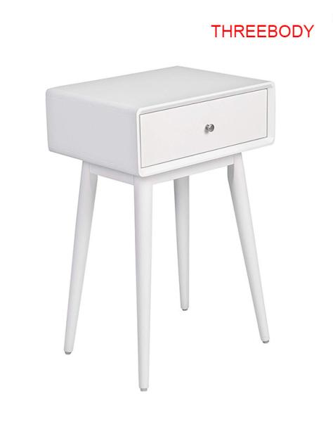 French White Contemporary Bedroom Furniture Wood Rory One Drawer Side Table