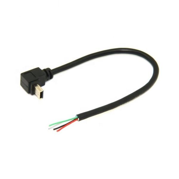 90 Degree Up Down Left Right Angle Mini USB to Open 4 Wires End Pigtail Cable