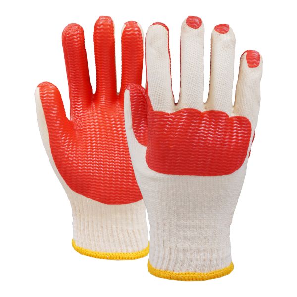 10 Gauge Cotton Polyester Latex Coated Gloves With Rubber Palm Patch Reinforcement