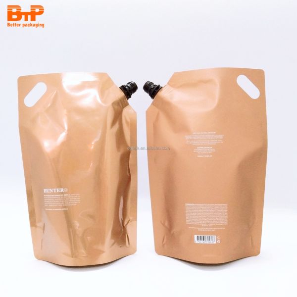 Custom Printed 1L 3L 5L Standf up Plastic Liquid Nozzle Packet Spout Pouch Bag Shampoo Cosmetic Hand Wash Bags With Spout Cap