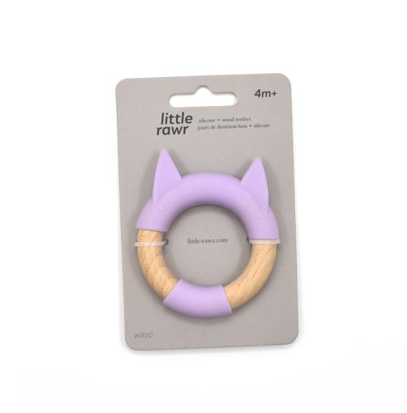 Purple Silicone Beech Wood BPS BPA Free Funny Teething Toys