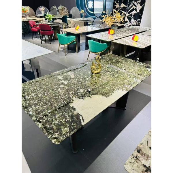 Tabla de comedor de mármol verde brasileño Tabla de cocina de mármol resistente al aceite estilo minimalista moderno