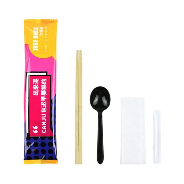 Packing Material Plastic Film Disposable Cutlery Set Combo for Outdoor Tableware