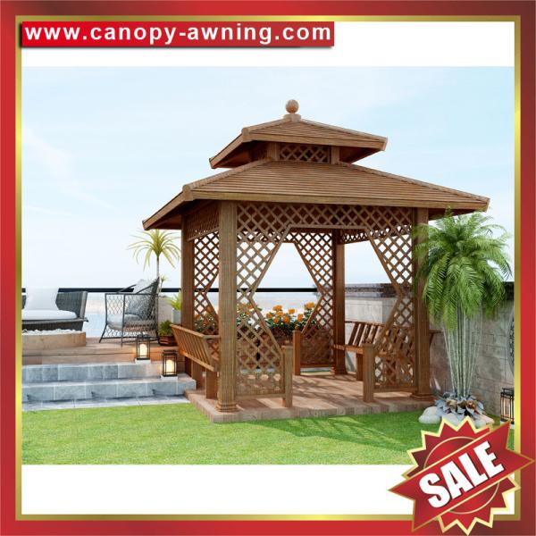 high quality outdoor garden park wood style Aluminium aluminum pavilion gazebo canopy awning sunshade shelter