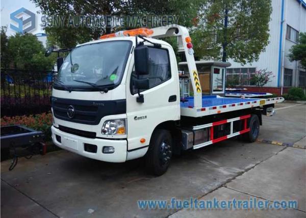 White Single Cab Foton Auman 5T Truck Blue Platform Car Carrier LHD