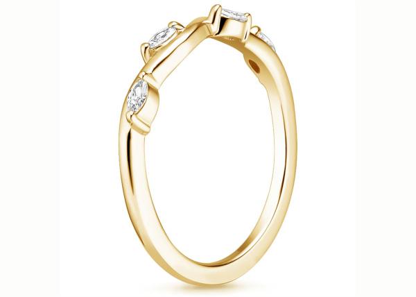 Winding Willow 14K Yellow Gold Jewelry Ring With 2×4mm 0.40ct Diamond