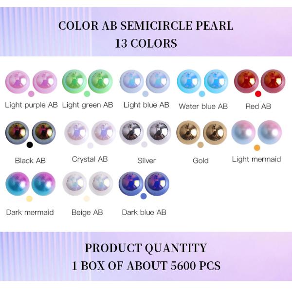 Resin Pearls Charms for Nails Salon Half Round Back Pearls Decoration Rhinestones Nail Art Charms Beads