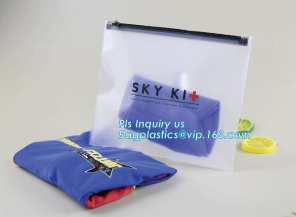 Waterproof slider zipper cosmetic bag with zipper and logo, Packing underwear slider pvc toiletry bag vinyl beachwear co