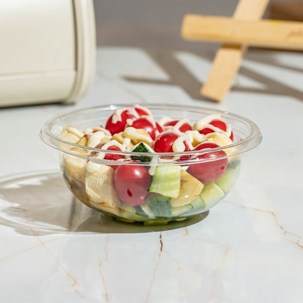 Disposable Clear PET Takeout Fruits Acai Salad Bowls with Lids