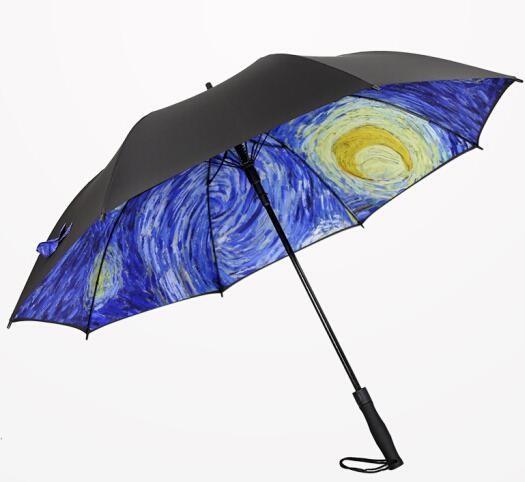 Printed Collapsible Golf Umbrella , Wind Resistant Automatic Umbrella Plastic Cap