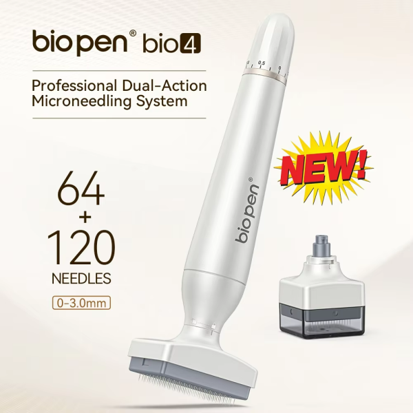Bio4 Professional Microneedling Derma Pen with Four-Level Adjustable Microneedling 120 Pins and Stainless Steel/Titanium Needles for Precise Skincare