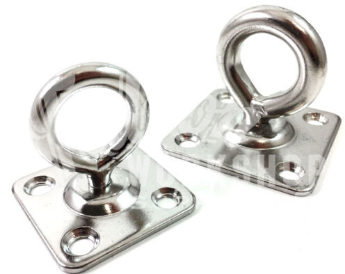 STAINLESS STEEL PAD EYE WITH SWIVEL, SQUARE BOAT PLATE STAPLE RING HOOK