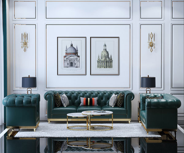 Кресла угла софы комнаты прожития сини военно-морского флота 84 дюймов гостиная секционного модульная